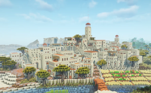 Minecraft Player Builds a Small Desert City