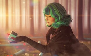 Model showcases cosplay of the main character from the game GRIS: a journey of healing from loss