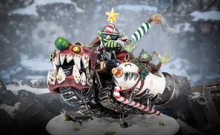 Los autores de Warhammer 40,000 mostraron la miniatura festiva de Da Red Gobbo en un Squigmobile