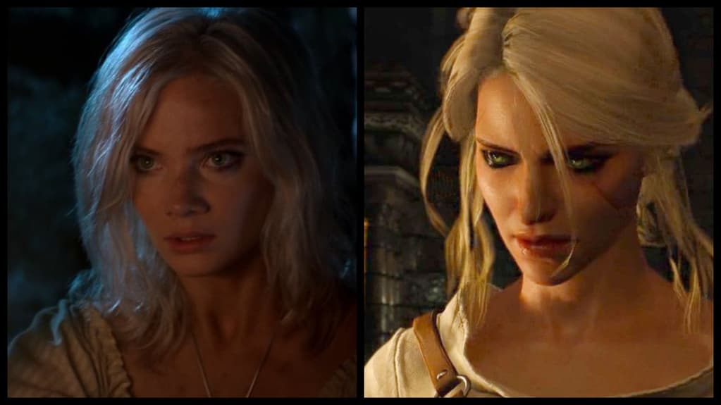 Freya Allan y Ciri del juego "The Witcher 3: Wild Hunt"