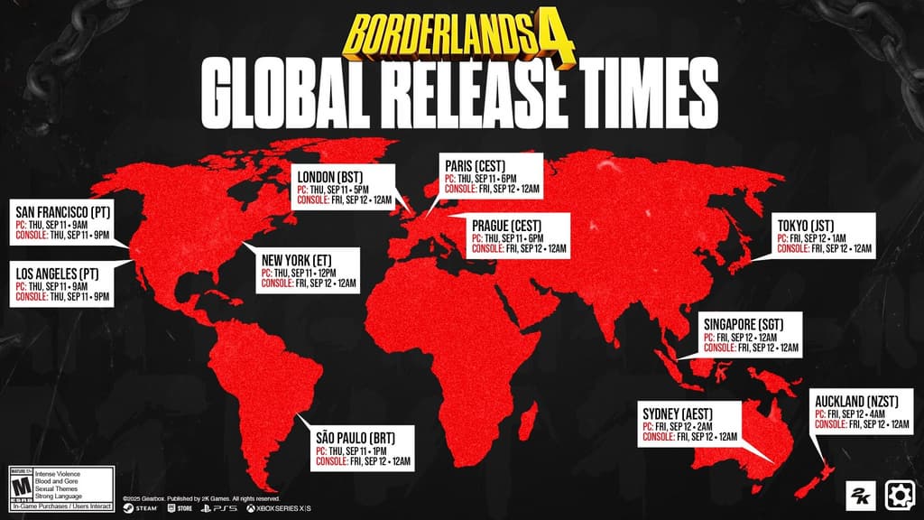 Hora de lanzamiento de Borderlands 4