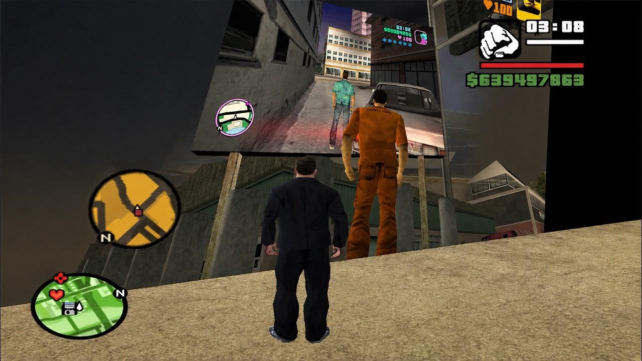 gta vc running in a gta III texture running in a gta sa texture