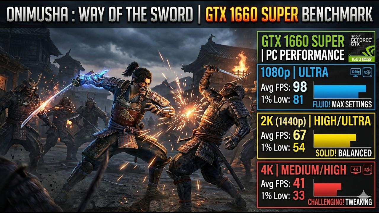Onimusha: Way of the Sword PC Benchmark - GTX 1660 SUPER | 1080p, 1440p, 4K Performance