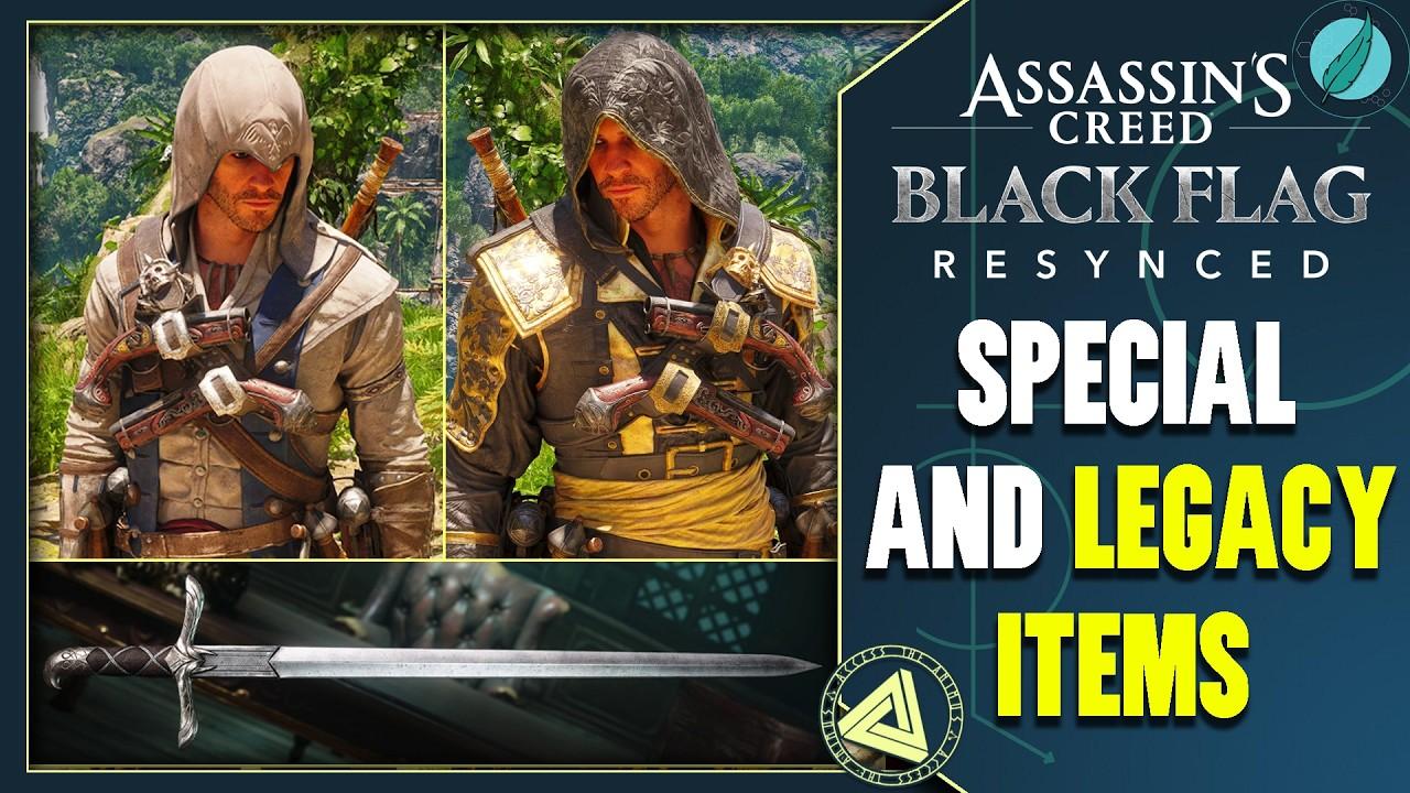 Showcasing Some of the Legacy Outfits and Special Items of Assassin's Creed Black Flag Resynced
