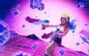 Cosplayer embodies Miss Fortune from League of Legends in "Arcade" skin