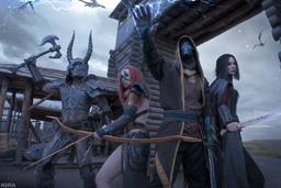 Cosplayers se transformaron en personajes de The Elder Scrolls V: Skyrim: Dovahkiin y su equipo