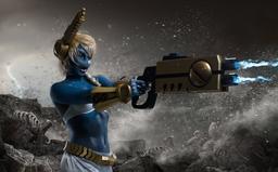 ¡"En nombre del Bien Supremo!": modelo muestra el cosplay de una representante de la raza Tau de Warhammer 40,000