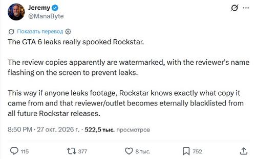 Rockstar придумала хитрую ловушку для журналистов с ранним доступом к GTA VI – слух