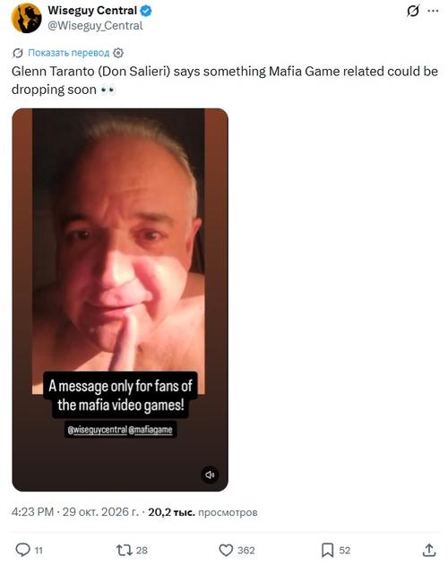 ¿Nueva entrega de Mafia o una expansión para The Old Country? El actor intriga a los fanáticos