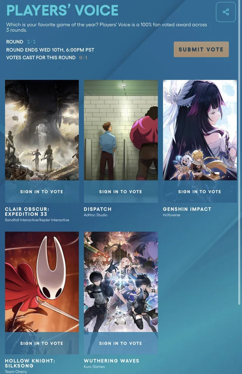 The Game Awards website