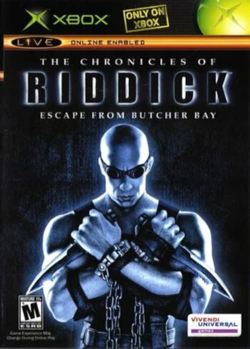 Обложка диска The Chronicles of Riddick: Escape from Butcher Bay. Изображение принадлежит  Vivendi Universal Games.