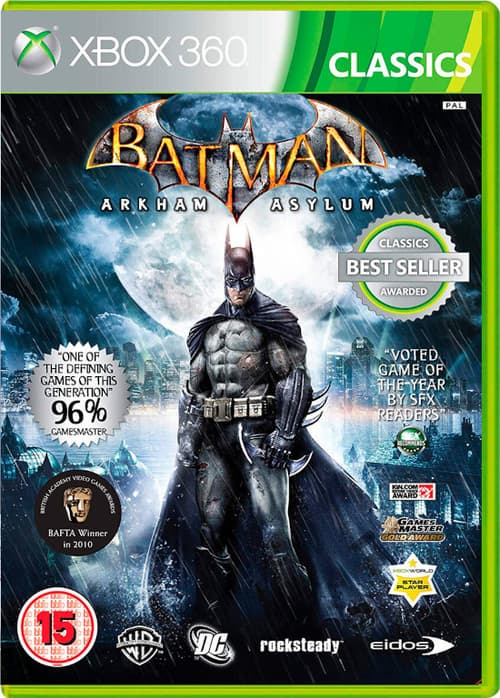 Обложка диска Batman: Arkham Asylum. Изображение принадлежит Rocksteady Studios, Eidos Interactive и Warner Bros. Interactive Entertainment.